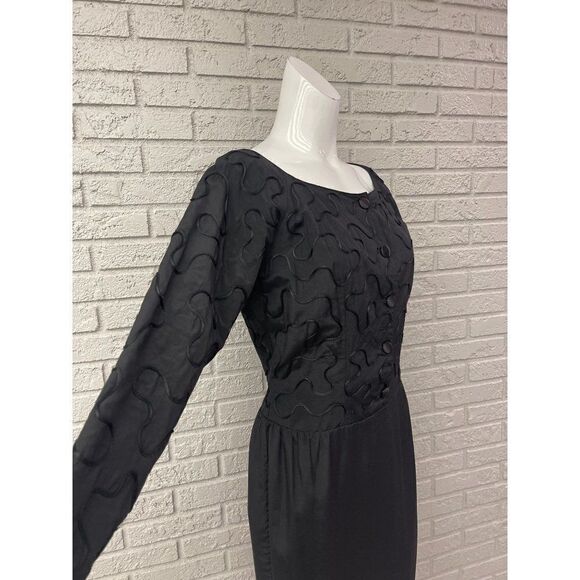 Kymio Black Long Sleeve Dress Shift Size 10 - Picture 3 of 8